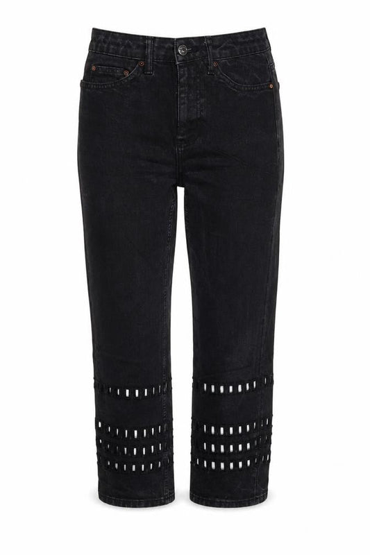 Womens UK Size 8 Topshop Regular Fit Cropped Black Jeans
