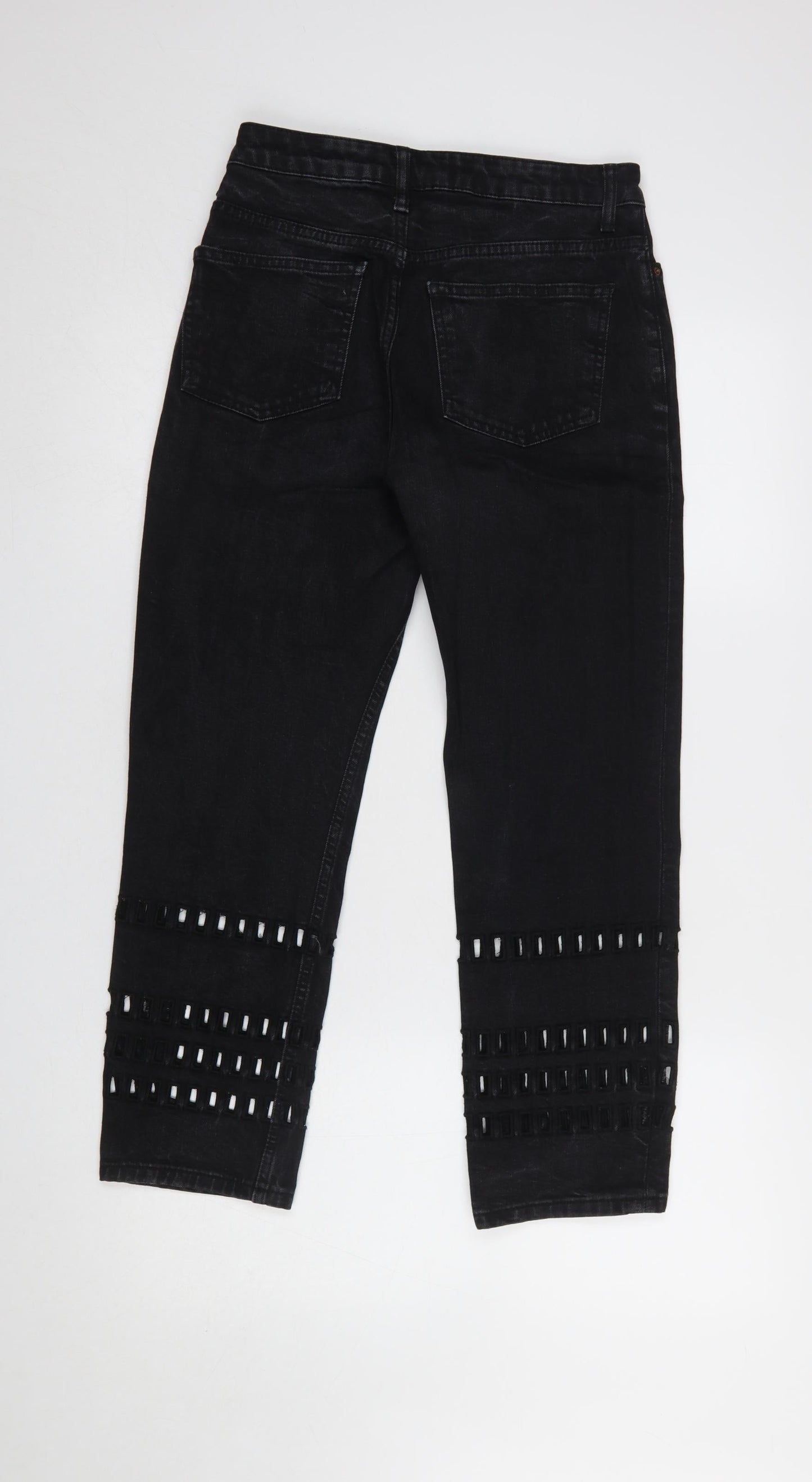 Womens UK Size 8 Topshop Regular Fit Cropped Black Jeans