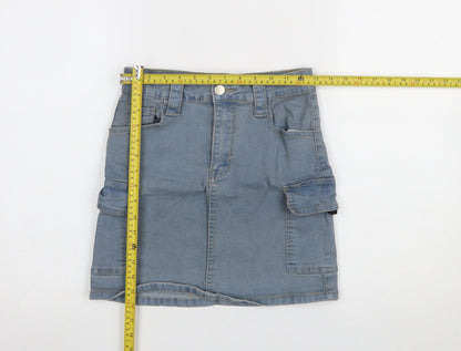 Womens UK Size 8 PRETTYLITTLETHING Cargo Denim Skirt