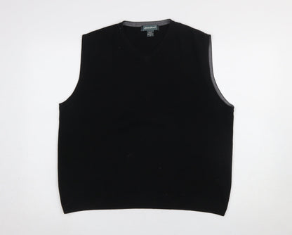 Mens UK Size M Eddie Bauer Black Vest Jumper