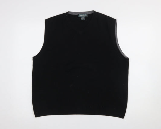 Mens UK Size M Eddie Bauer Black Vest Jumper