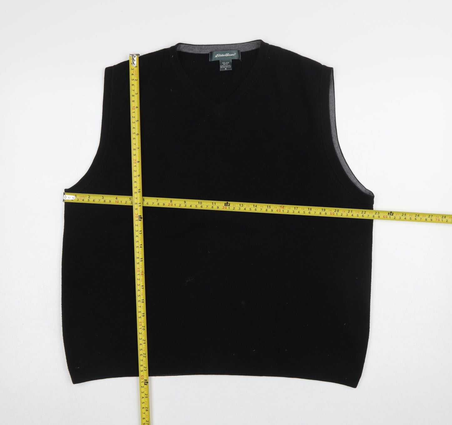 Mens UK Size M Eddie Bauer Black Vest Jumper