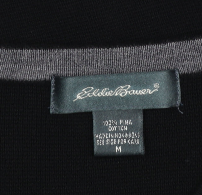 Mens UK Size M Eddie Bauer Black Vest Jumper
