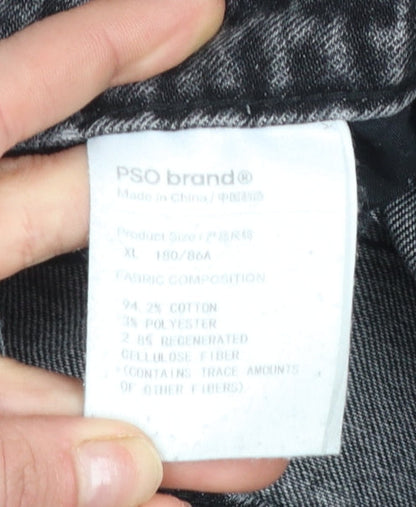 Womens UK Size XL PSO Brand Regular Fit Straight Black Jeans