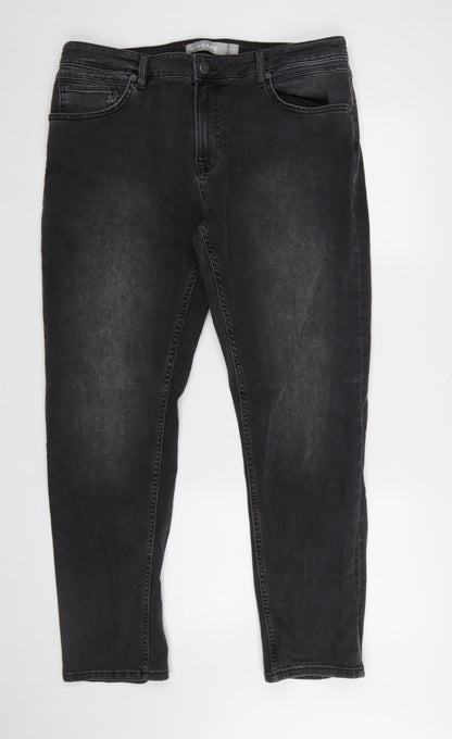 Mens UK Size 38S A-FRAME Slim Fit Straight Black Jeans