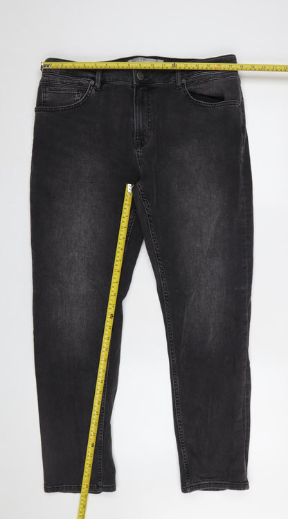 Mens UK Size 38S A-FRAME Slim Fit Straight Black Jeans