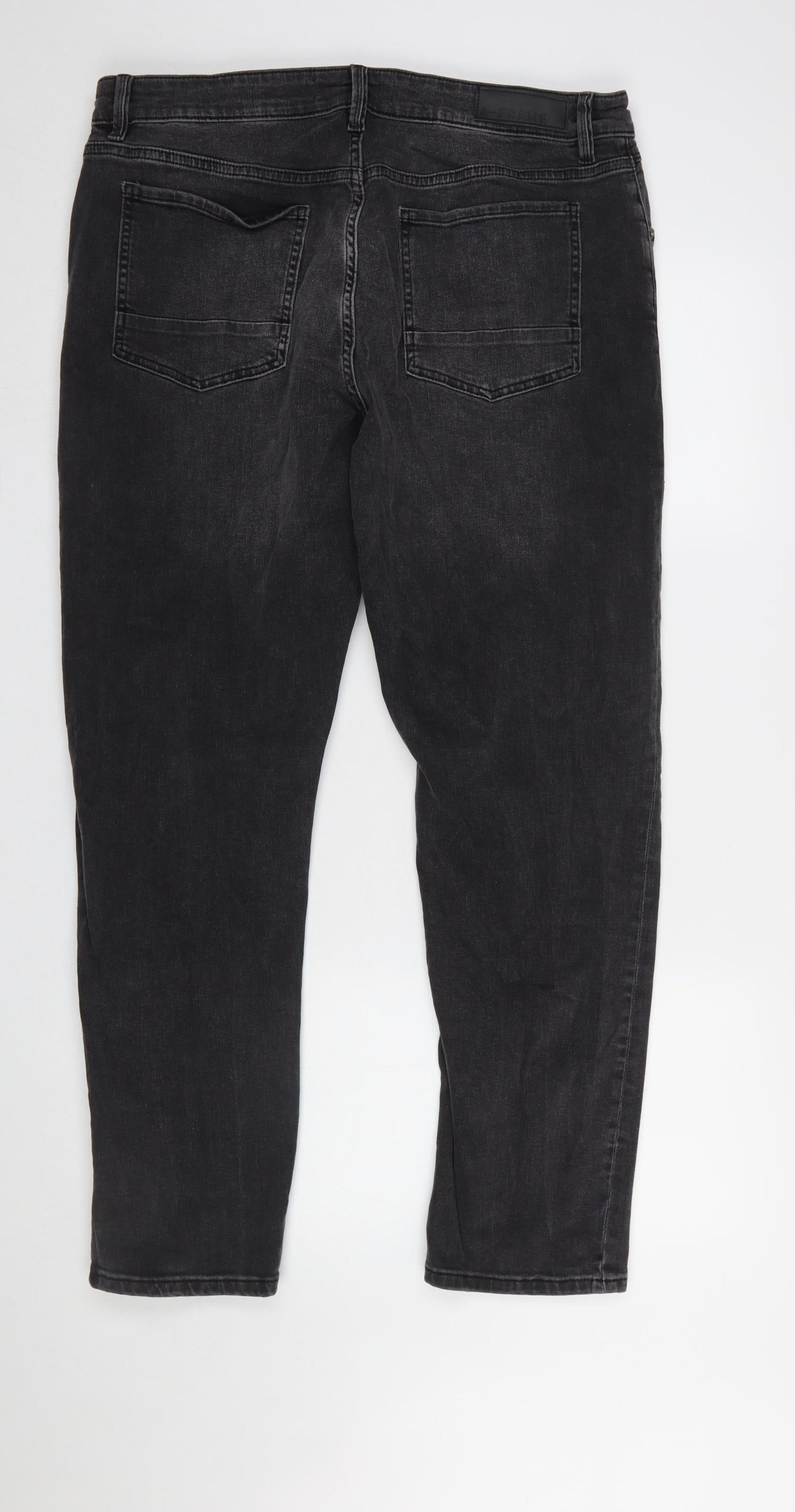 Mens UK Size 38S A-FRAME Slim Fit Straight Black Jeans