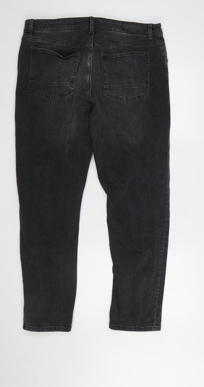 Mens UK Size 38S A-FRAME Slim Fit Straight Black Jeans