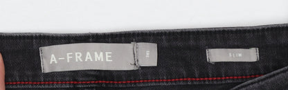 Mens UK Size 38S A-FRAME Slim Fit Straight Black Jeans