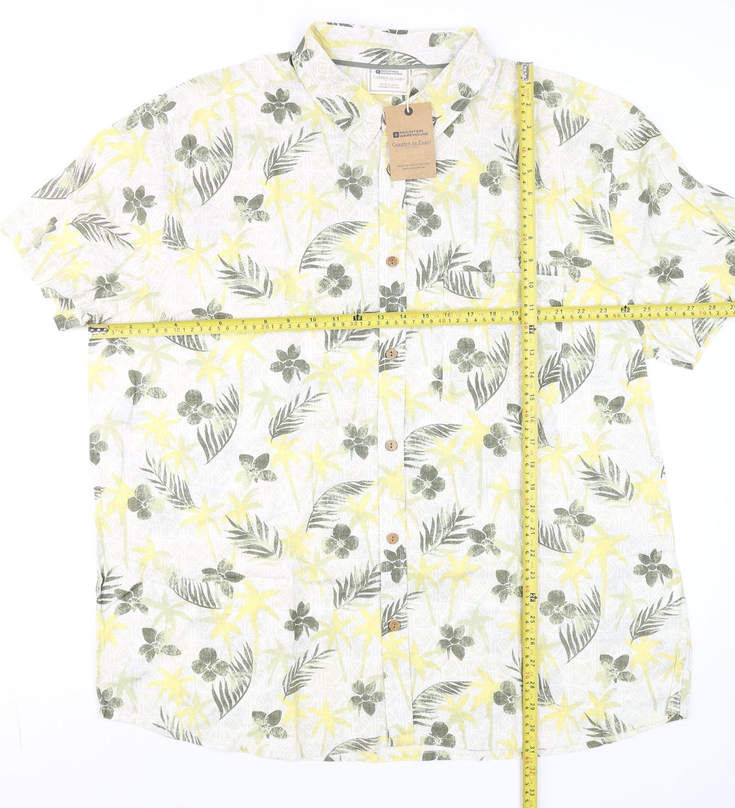 Mountain Warehouse Men's Multicoloured 3XL Hawaiian Cotton Short Sleeve Shirt