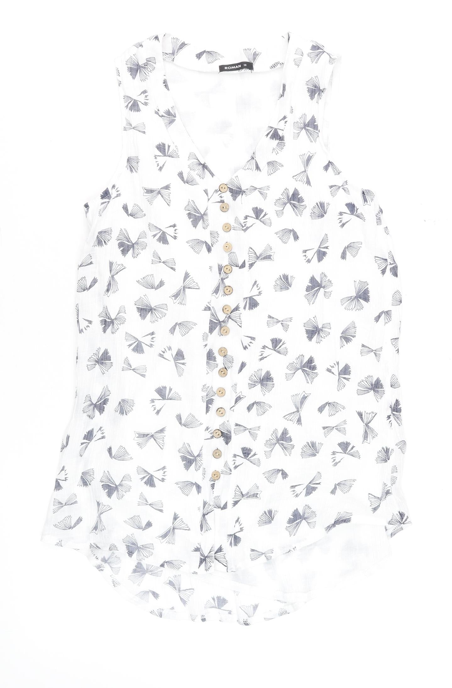 Womens UK Size 10 Roman White Basic Blouse