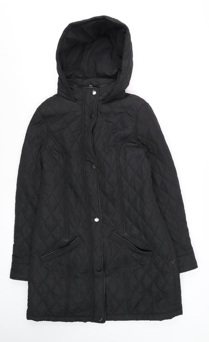 Womens UK Size 12 Very Black Quilted Coat