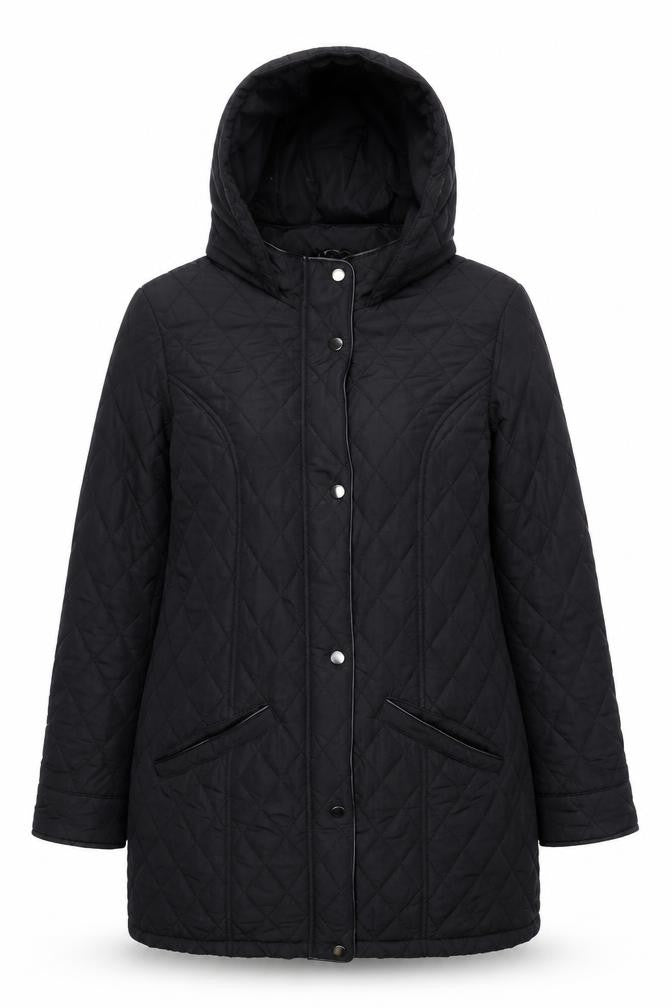 Womens UK Size 12 Very Black Quilted Coat