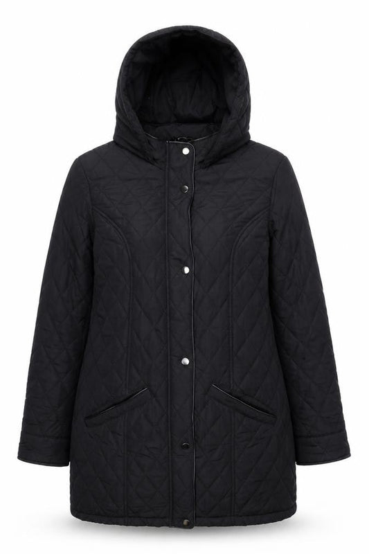 Womens UK Size 12 Very Black Quilted Coat