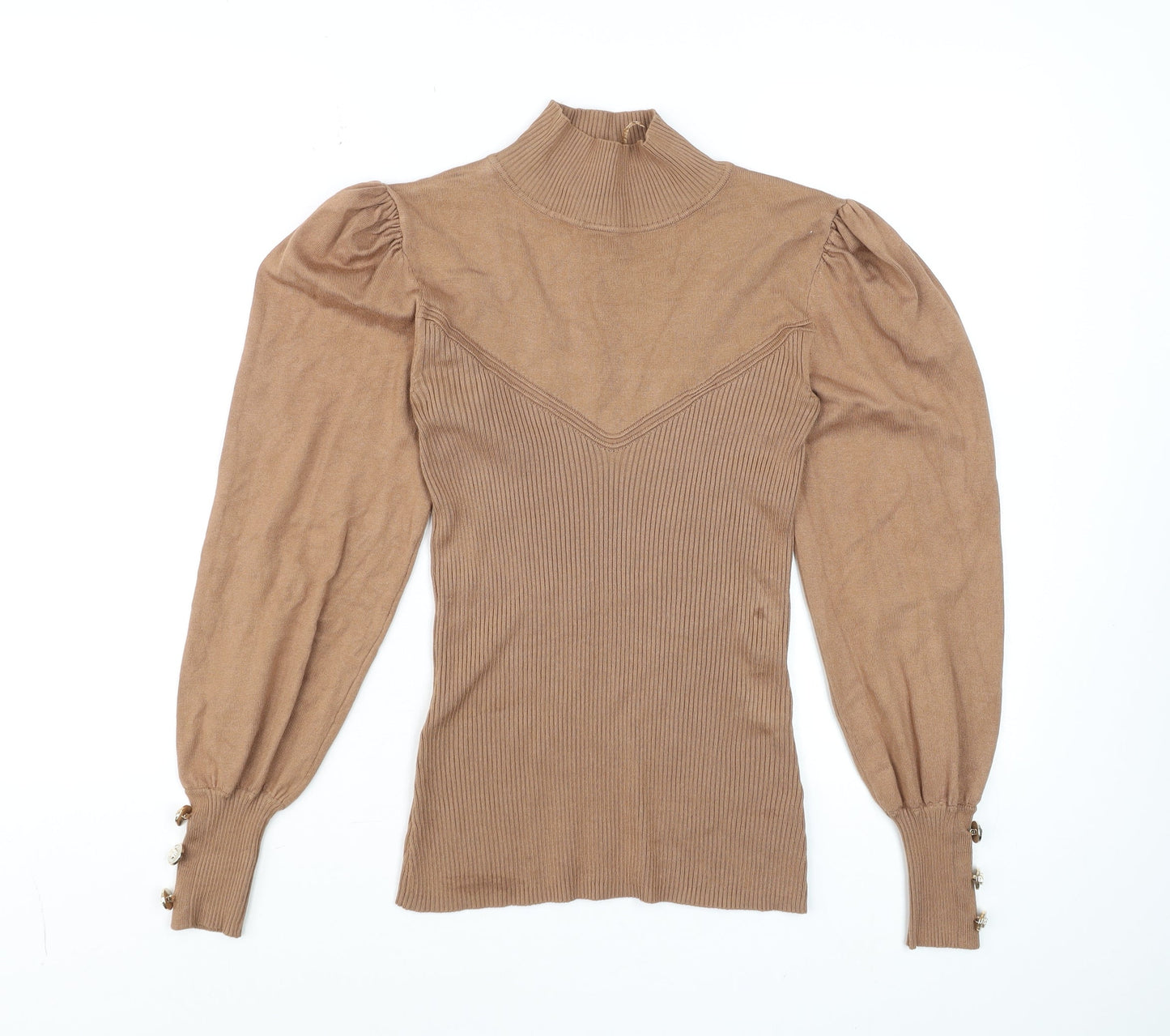 Womens UK Size 10 River Island Brown Basic Blouse