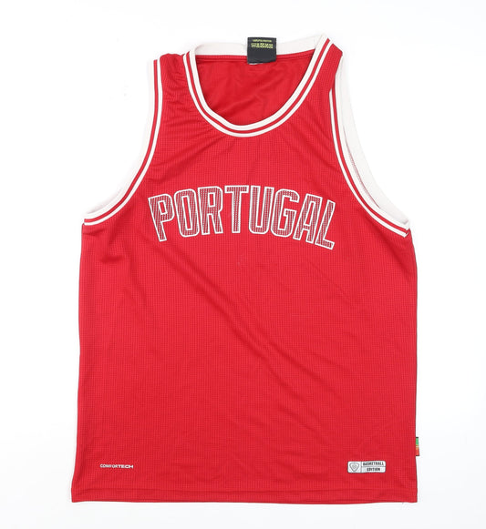 Mens UK Size L Força Portugal Red Basketball Tank