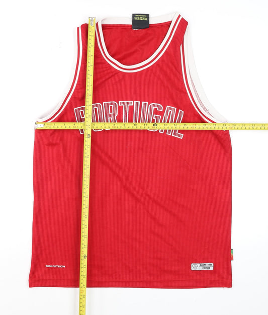 Mens UK Size L Força Portugal Red Basketball Tank