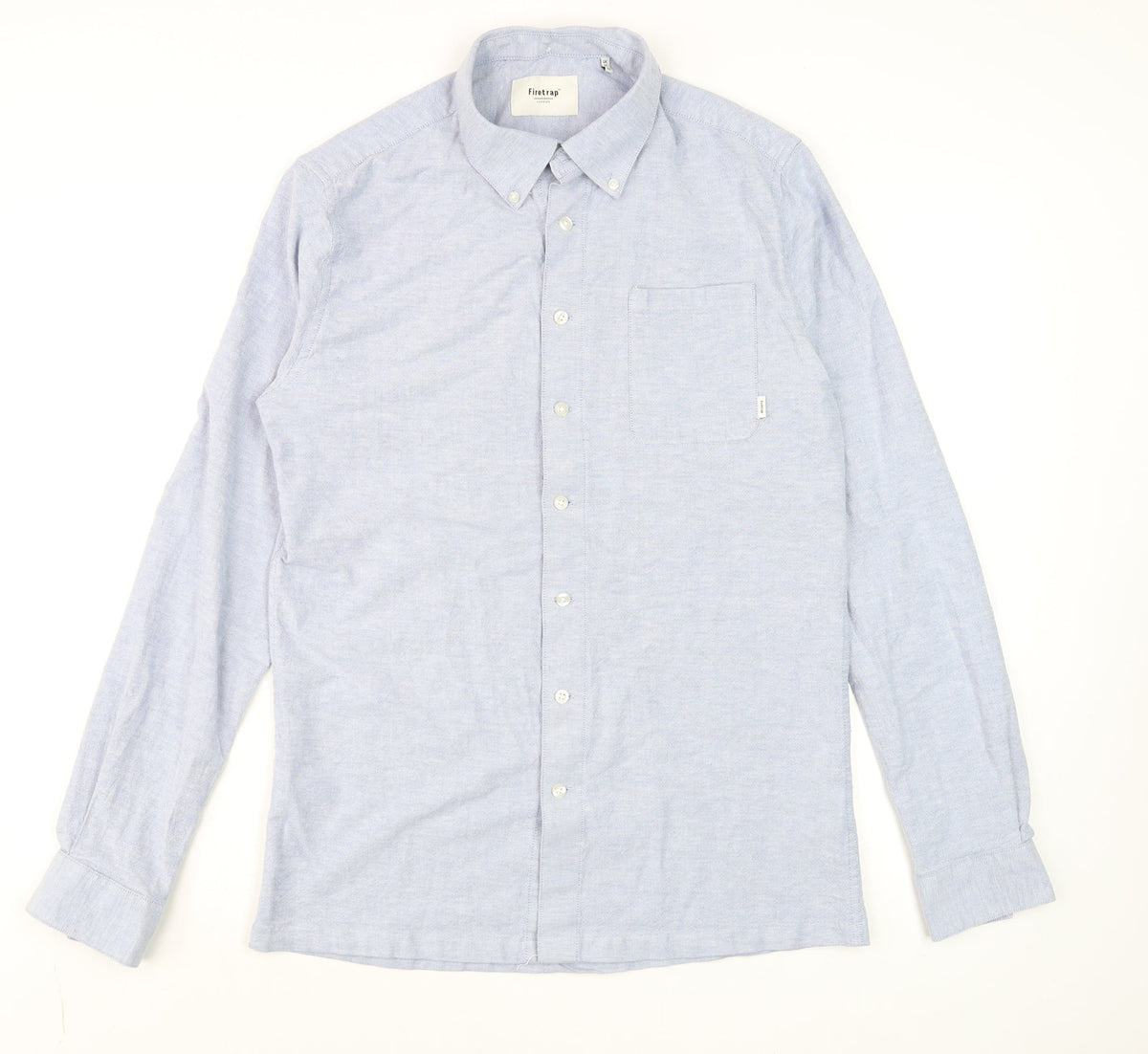 Firetrap Men's Blue Long Sleeve Button-Down Cotton Shirt Size M