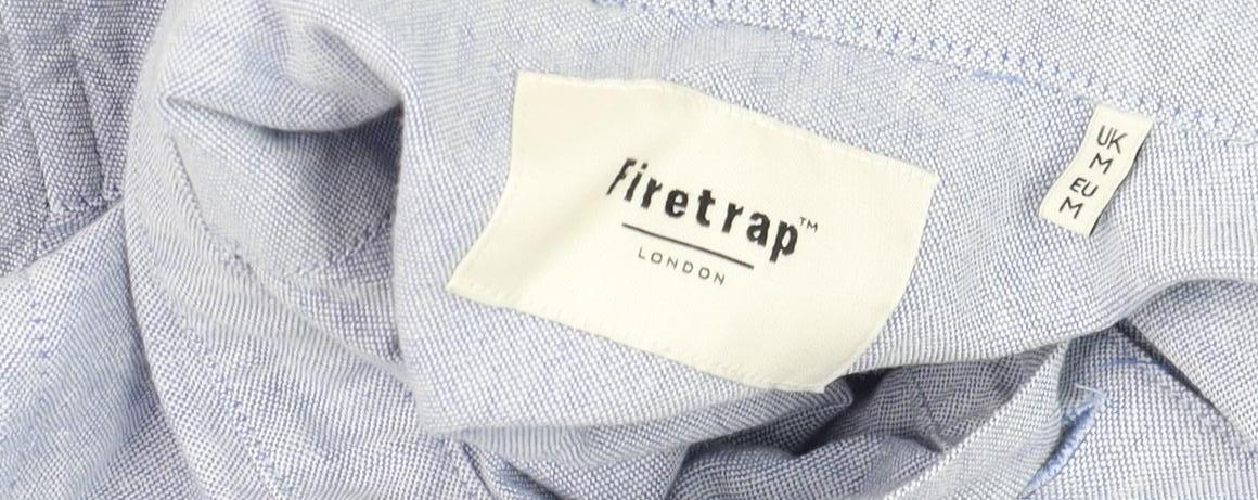 Firetrap Men's Blue Long Sleeve Button-Down Cotton Shirt Size M