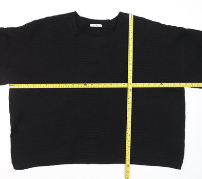 Tu Women’s Black Crew Neck Short Sleeve Pullover Jumper Size 20