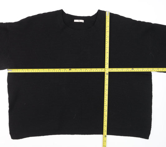 Tu Women’s Black Crew Neck Short Sleeve Pullover Jumper Size 20