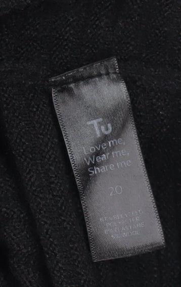 Tu Women’s Black Crew Neck Short Sleeve Pullover Jumper Size 20