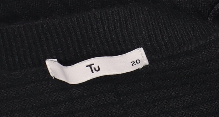 Tu Women’s Black Crew Neck Short Sleeve Pullover Jumper Size 20