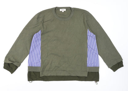 Jovonna London Women's Green Striped Panel Long Sleeve Casual Top Size S