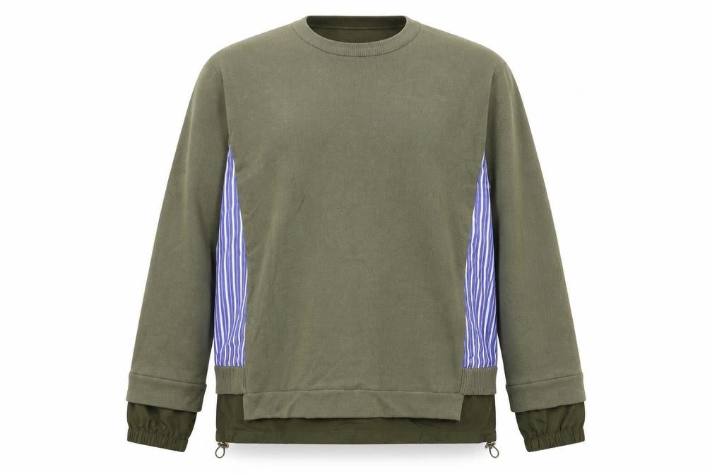 Jovonna London Women's Green Striped Panel Long Sleeve Casual Top Size S