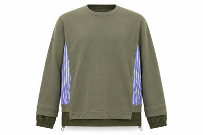 Jovonna London Women's Green Striped Panel Long Sleeve Casual Top Size S