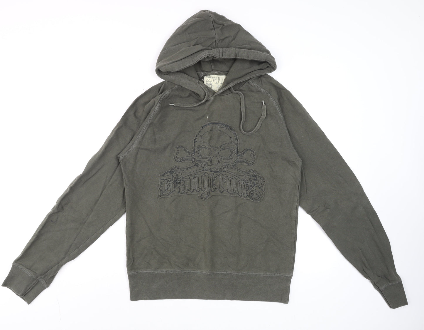 Mens UK Size M Zara Green Pullover Hoodie