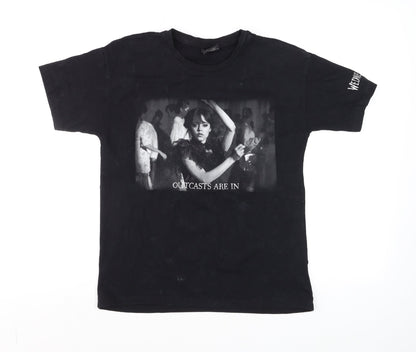 Girls UK Size 10-11 Years Wednesday Black Basic T-Shirt