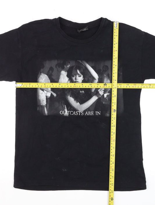 Girls UK Size 10-11 Years Wednesday Black Basic T-Shirt