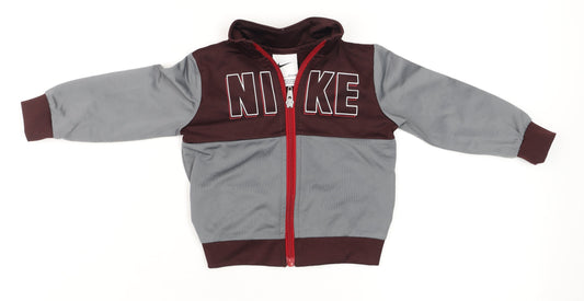 Nike Unisex Baby Grey Track Jacket 18 Months Colourblock Zip-Up