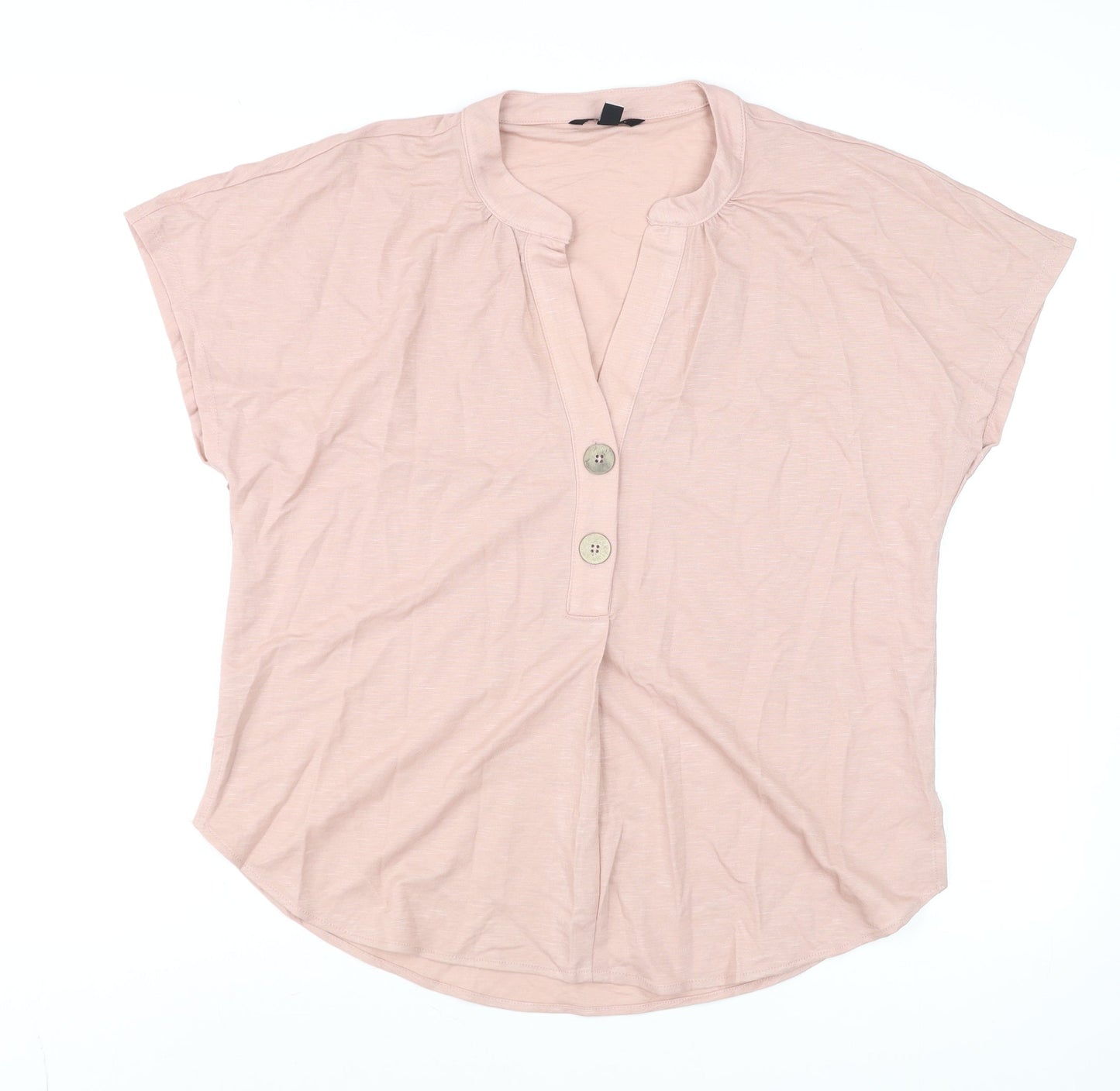Womens UK Size 10 Cortefiel Pink Basic Blouse