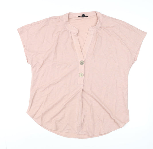 Womens UK Size 10 Cortefiel Pink Basic Blouse