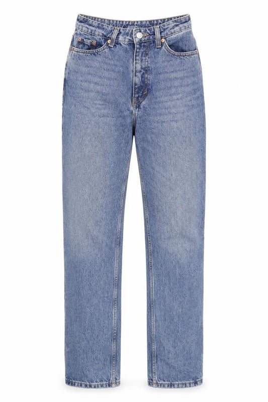 Front view of Weekday women’s blue 26/32 straight high rise denim jeans