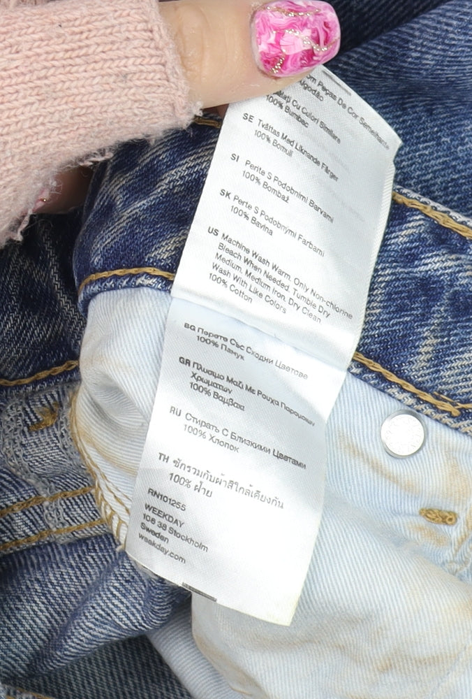 Mens UK Size 26/32 Weekday Regular Fit Straight Blue Jeans