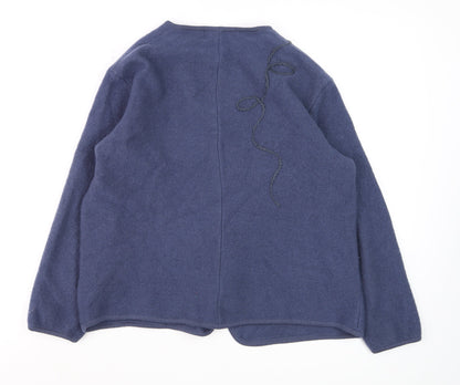 Castle of Ireland Women Blue Wool Full Zip V-Neck Cardigan L