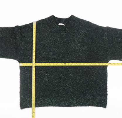 Tu Women Green Glitter Knit Relaxed Pullover Jumper Size 14
