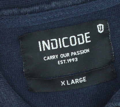 Mens UK Size XL INDICODE Blue Full Zip Jumper