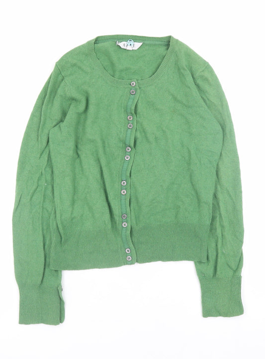 Womens UK Size 10 EAST Green Cardigan Jumper