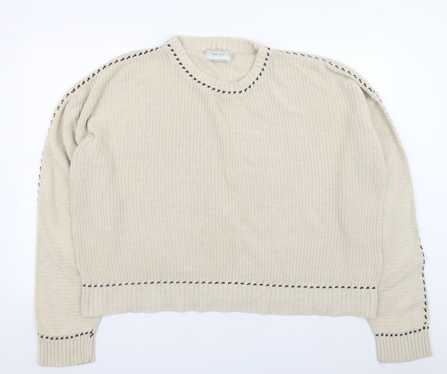 Mens UK Size L Neo Noir Beige Pullover Jumper