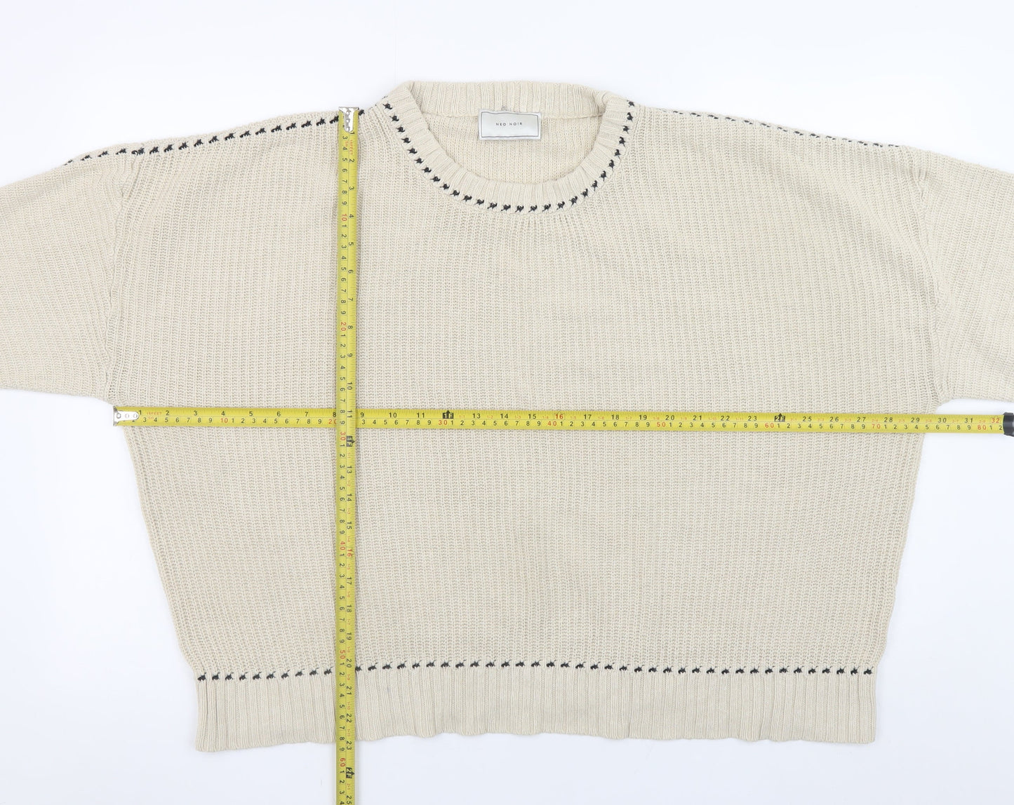 Mens UK Size L Neo Noir Beige Pullover Jumper