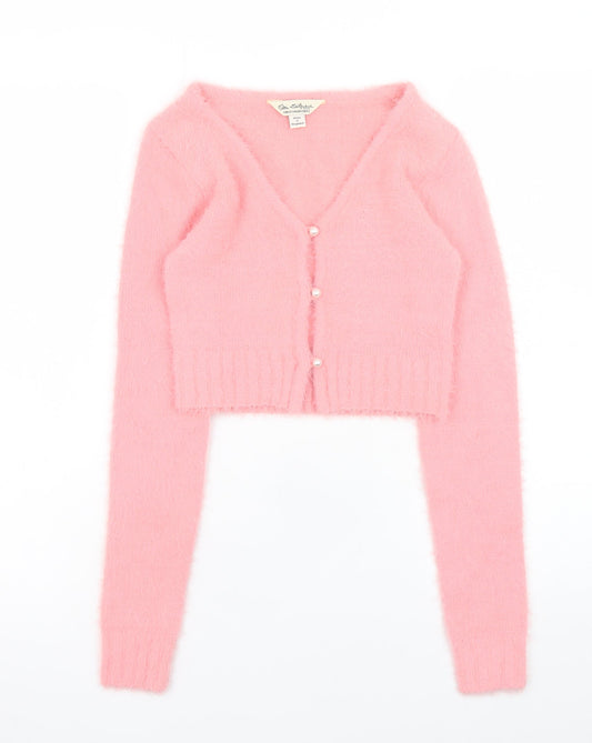Womens UK Size 2XS Miss Selfridge Pink Cardigan Jumper
