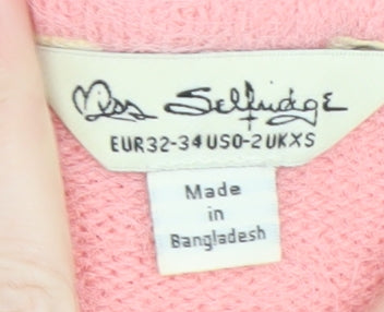 Womens UK Size 2XS Miss Selfridge Pink Cardigan Jumper