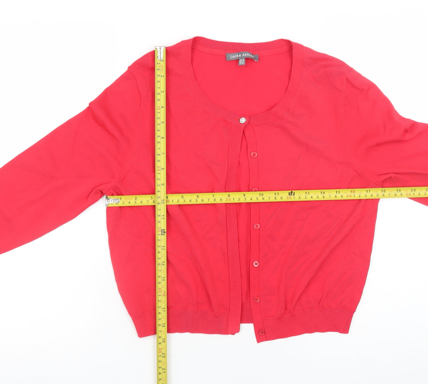 Womens UK Size 12 Laura Ashley Red Cardigan Jumper