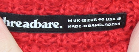 Womens UK Size 12 Threadbare Red Pullover Jumper