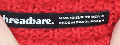 Womens UK Size 12 Threadbare Red Pullover Jumper