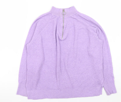 Womens UK Size M Marks and Spencer Purple Half Zip Jumper